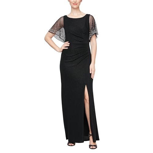 detached sleeve dress グレー　S Amazon.com: Alex Evenings Women's Long Metallic Ruched